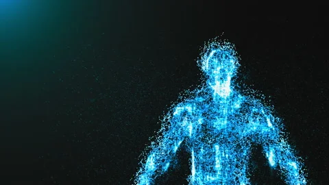 Digital human figure. Concept of AI human synergy, neural network, data flow Stock Footage 134783982