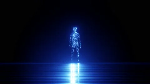 Digital human figure in a dark space Video stock 164031816