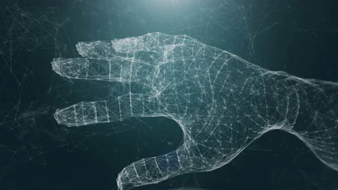 Digital human hand, concept of AI, neural network, cyber life Stock Footage 137405915