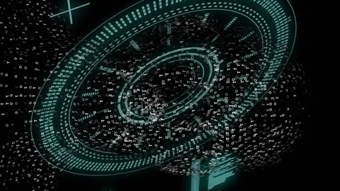 Digital human head with rotating circular interface, futuristic technology Stock Footage 313296733