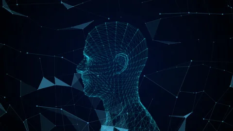 Digital Human Head Technology Network Abstract Video Animated Background Stock Footage 336306055