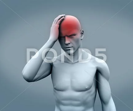 Digital human with headache Stock Illustration