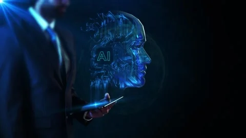 Digital human heads matrix artificial intelligence AI, human-computer Stock Footage 292917481