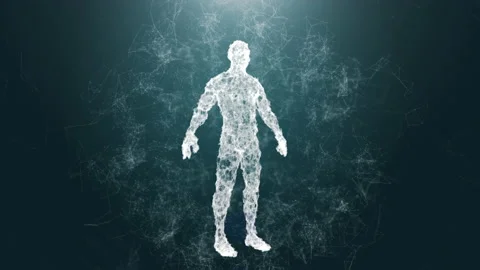 Digital human male materializing. Concept of AI human synergy 스톡 동영상 137007721