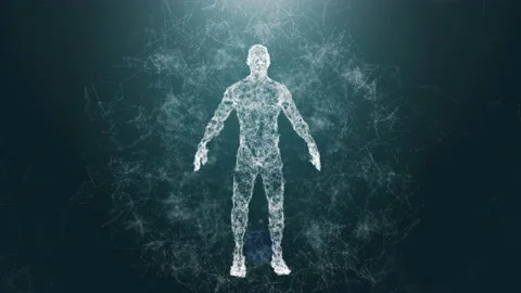 Digital human male model. Concept of AI man synergy, digital avatar Stock Footage 137007718
