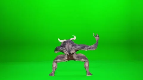 Digital Human Minotaur Monster Movement Chroma Key Render Stock Footage 320606290