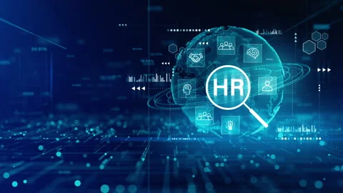 Digital Human Resources Concept with Global Network and HR Interface Видео 330983970