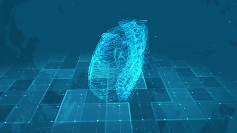 Digital Human Rib Cage and Spine Anatomy on Futuristic Medical Grid 库存影片 339125136