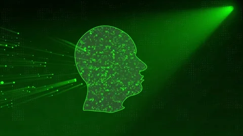 Digital human silhouette represents advanced machine learning data. High te.. Stock Footage 337370427