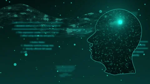 Digital human silhouette visualizes advanced information computing. Modern .. Stock Footage 337370412