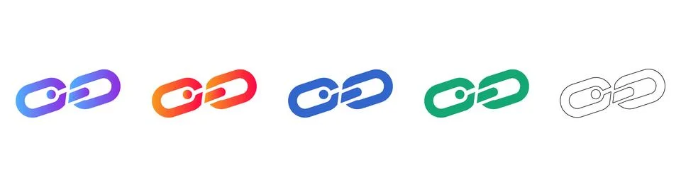 Digital Hyperlink Connection Icon Set Stock Illustration