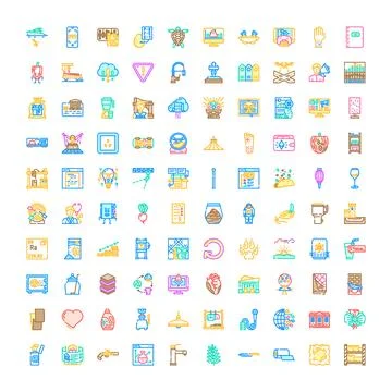 Digital icon collection illustrating technology industry lifestyle and nature Stock Illustration
