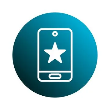 Digital icon representing a smartphone with a star application emblem offer.. 스톡 일러스트