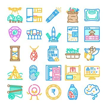 Digital icon set depicting various modern concepts Stockillustratie