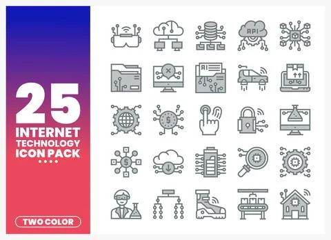 Digital icon set for internet technology and innovation concepts on a white.. Illustrazione stock