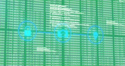 Digital icons and spot of light moving against data processing Stock Footage 325420170
