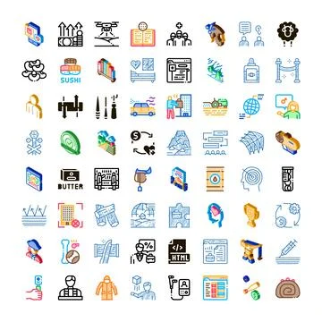 Digital icons collection representing various business and lifestyle concepts 스톡 일러스트