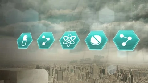 Digital icons with increasing numbers against like text on multiple speech Stock Footage 330735677