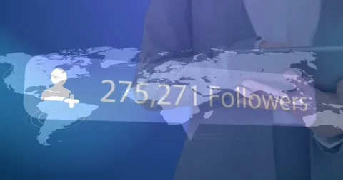 Digital icons over mid section of two businessmen shaking hands against Stock Footage 328239813