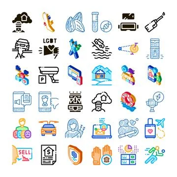 Digital icons set various concepts and themes Stockillustratie