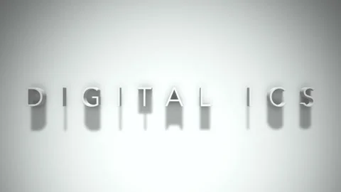 Digital ICs 3D title animation with shadows on a white background Stock Footage 296618153