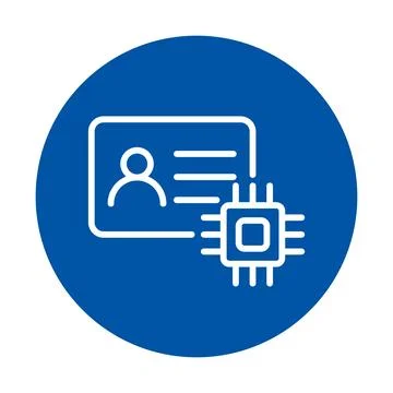 Digital ID Card with Microchip Symbol on Blue Background for Technology Theme イラスト素材