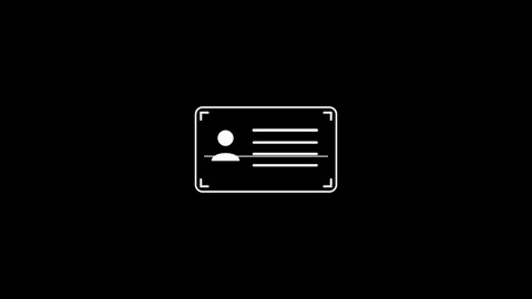 Digital id card scanning animation on black background. 4K 스톡 동영상 340883042