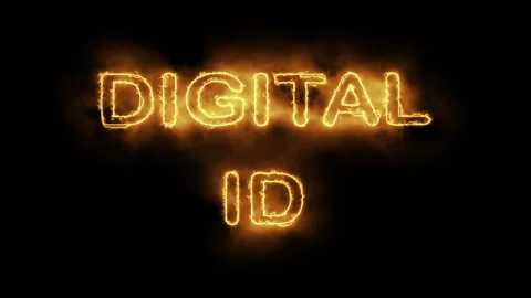 Digital ID Flame Text Signage With Fiery Glow and Cyber Security Concept Stock Footage 336871126