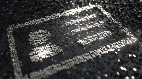 Digital ID or profile icon made of chrome numbers. Conceptual 3D animation Stock Footage 92596631
