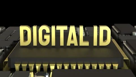 The Digital id on PCB board for technology concept 3d Rendering. Stock Illustration