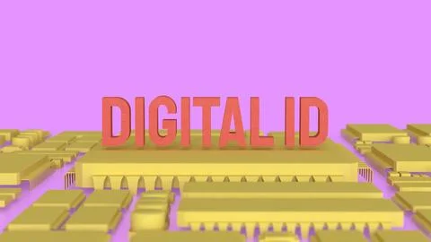 The Digital id on PCB board for technology concept 3d Rendering. Stock Illustration
