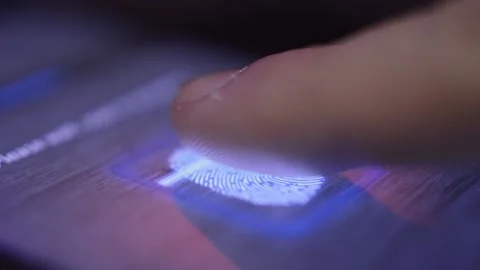 Digital identification. fingerprint scan on the iphone for identification. Video stock 229702252
