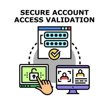 Digital identity access validation secure account cyberspace system Stock Illustration