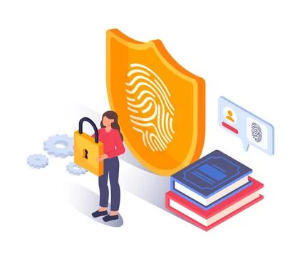Digital identity and data protection concept. Vector illustration Stock Illustration