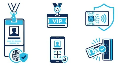 Digital identity and security authentication icons set with identity, securit Stock Illustration