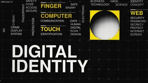 Digital identity animated word cloud, swiss grid text design animation, seamless Stock Footage 347000557