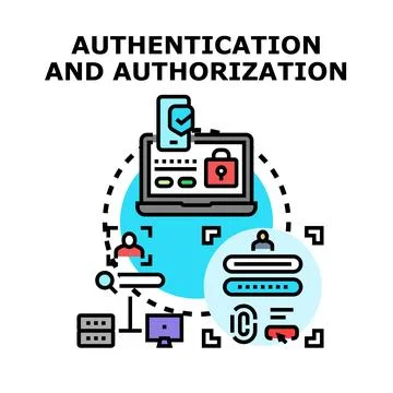 Digital identity authentication and authorization access control Stock Illustration