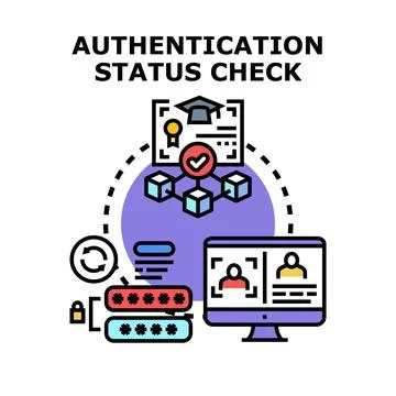 Digital identity authentication status checking and verification process Stockillustratie