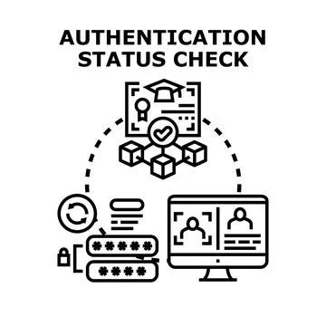 Digital identity authentication status checking and verification process Stock Illustration