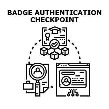 Digital identity authentication system security checkpoint 库存插图