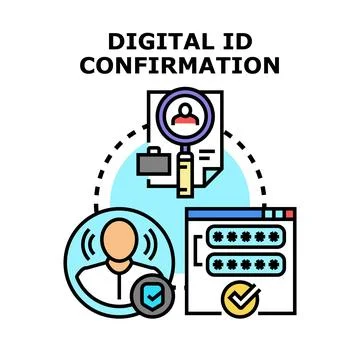 Digital identity confirmation and online user verification Illustrazione stock