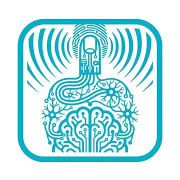 Digital identity fingerprint scanner icon in cyan for biometric security sy.. Stock Illustration