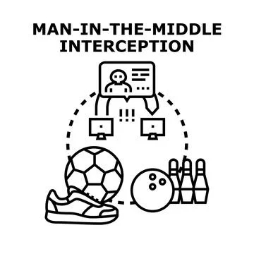 Digital identity interception and man in the middle attack concept Stock Illustration