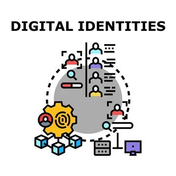 Digital identity management and user data connection service Stock Illustration