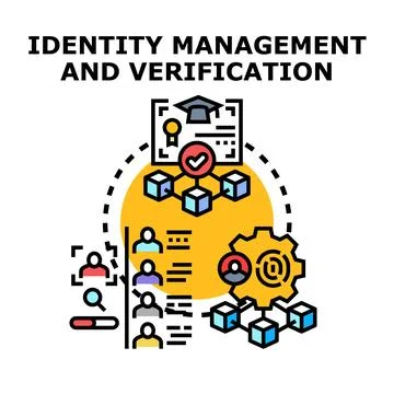 Digital identity management and verification system concept 스톡 일러스트