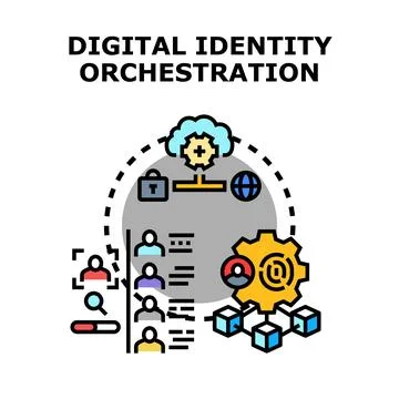 Digital identity orchestration managing user access system 스톡 일러스트