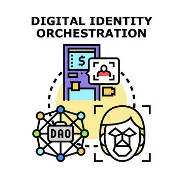 Digital identity orchestration validating user access and security Stock Illustration