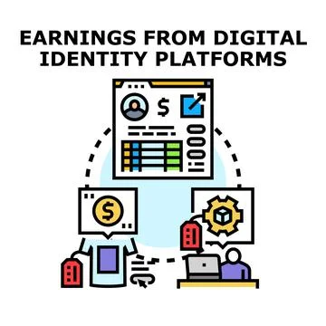 Digital identity platform generating income and monetize personal data Stock Illustration
