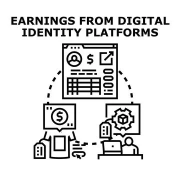 Digital identity platform generating income and monetize personal data イラスト素材