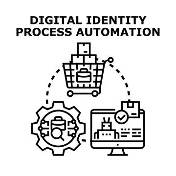 Digital identity process automation creating efficient online transactions Stock Illustration